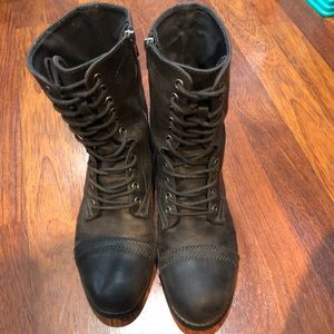 Express Leather Combat Boots
